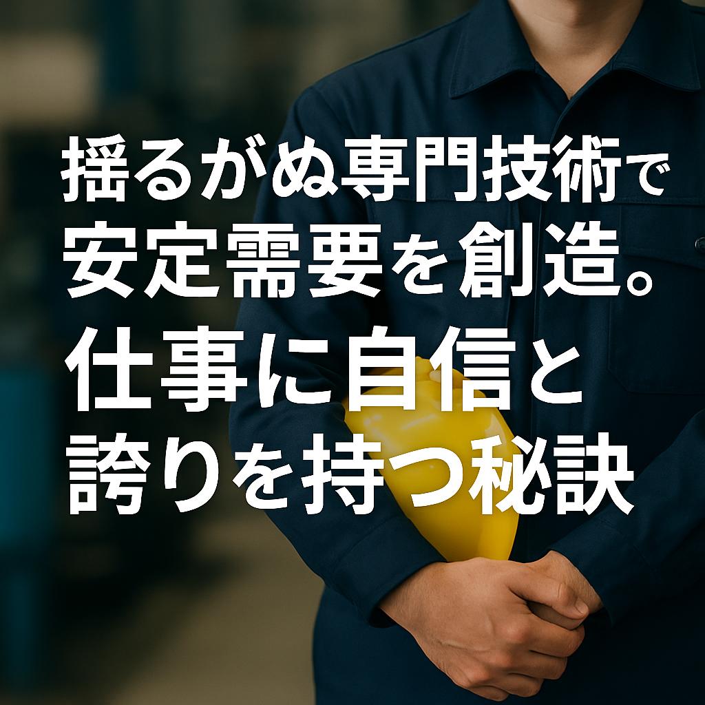揺るがぬ専門技術で安定需要を創造。仕事に自信と誇りを持つ秘訣