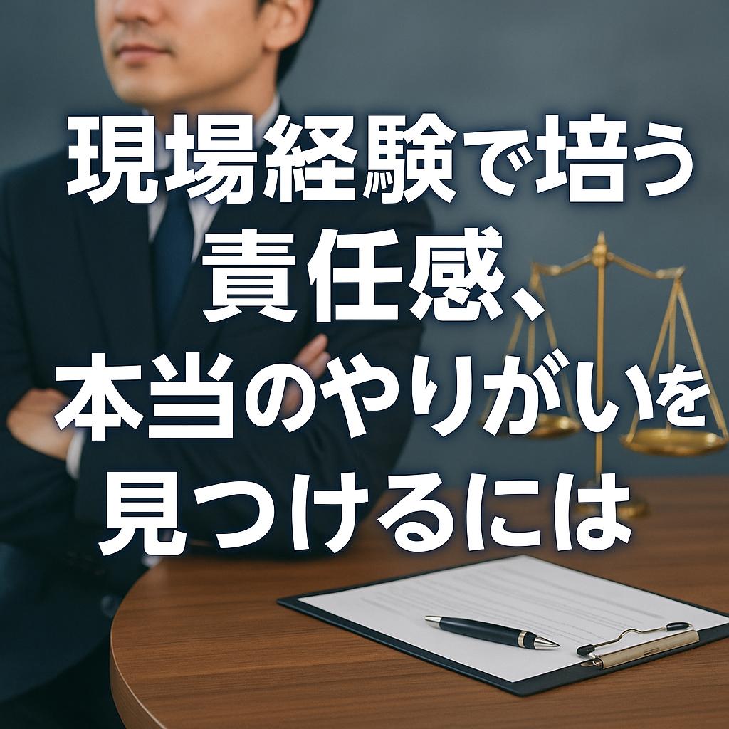 現場経験で培う責任感、本当のやりがいを見つけるには
