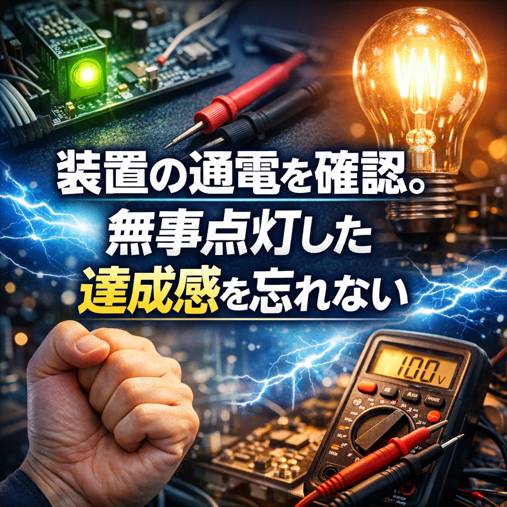 装置の通電を確認。無事点灯した達成感を忘れない